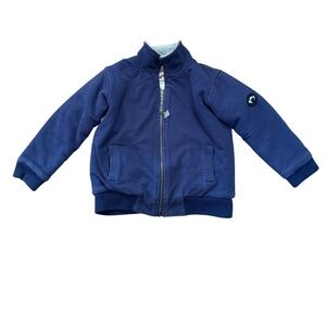 Appaman Bomber Jacket Kids Blue Good Sherpa Lined Full Zip Mock Neck SIZE 6
